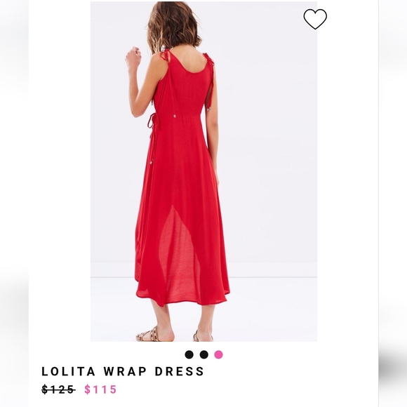 Mink Pink wrap midi dress Red S XS strappy tie waist frill hem cocktail v-neck - Picture 2 of 11